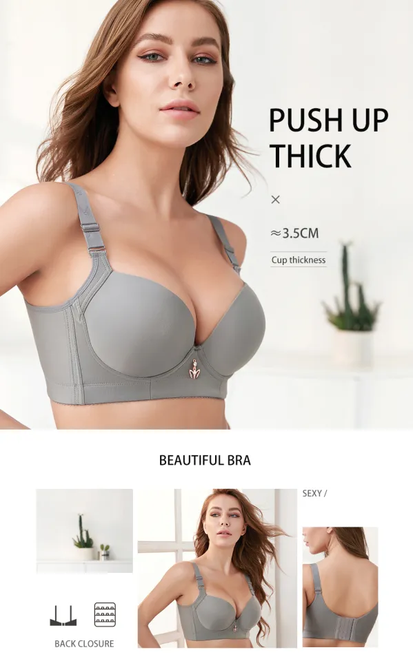 Plus Size Bra Lingerie Thick Cup Bras For Women Solid Padded Underwear Push  Up Brassiere