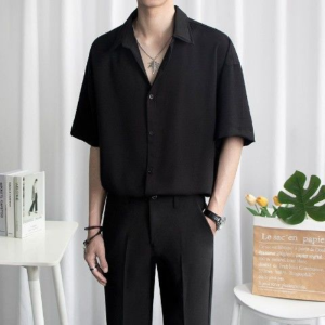 ชุดเซ็ทผู้ชาย เสื้อผู้ชาย เสื้อแฟชั่นผญ เสื้อเชิ้ตแขนสั้นเกาหลี + กางเกง