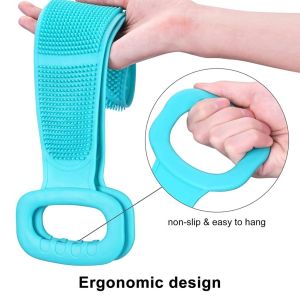 Silicone Body Scrubber Shower Lengthen Bath Silicone Back Scrubber for Shower Exfoliating Silicone Body Brush