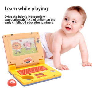 COD Led Musik Laptop Dengan Tikus Mainan Anak Transfer Gambar Edukasi Mirip Asli Mini Computer Alat Belajar Untuk Anak-anak Mesin Pembelajaran Pendidikan Awal Laptop Mainan Pendidikan Awal Pencerahan Anak-anak Kartun