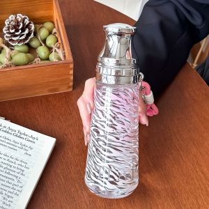 OKDEALS01 Large Capacity Leopard Print Water Bottle 500ML Bowknot Stars Kettle Creative Plastic Transparent Water Cup Sport
