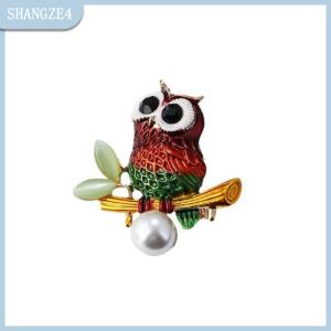 【SHANGZE4】 Cổ Điển Tinh Tế Phim Hoạt Hình Owl Ngọc Trai Trâm Thời Trang Khí Động Vật Corsage Pins Đa Năng Đồ Trang Sức Quần Áo Phụ Kiện Quà Tặng