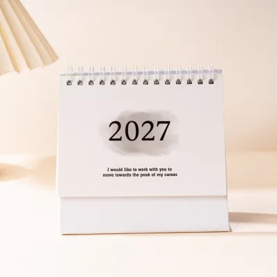 JURHOMIE Paper 2027 Desktop Calendar Metal Coil Standing Design Monthly Planner Creative Monthly Schedule Standing Flip Calendar Office Desk