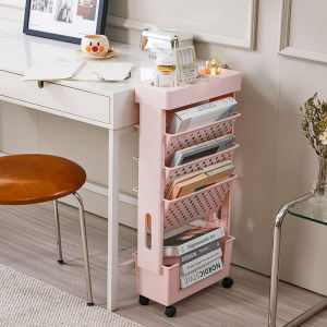 🇸🇬 ReadyStock - Bookshelf Storage Shelf Side Table with wheels Book Stationery Storage Rack kids Learning Storage Rack Desk Side Storage Rack Bookshelf Side Table With Wheels Book Stationery Student Organizer Portable Lightweight