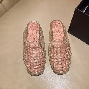 [Free Shipping] New Korean-style transparent closed-toe slippers unique design sandals flat hollow shoes comfortable and breathable round-toe clogs
