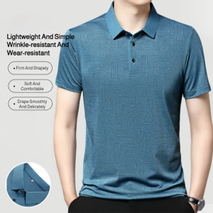 Business Ice Silk Breathable Fashion Shirt Mens Loose Fit Thin Short Sleeve Polo Shirt Breathable Anti-Wrinkle Plus Size M-4xl