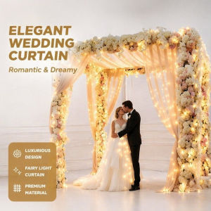 Organza Sheer Curtain Wedding Backdrop Tulle Drape White Champagne Party Photo Decor Large Size