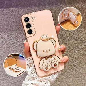 YBD Thiết kế mới cho Samsung Galaxy S21 S22 S23 S24 Ultra S23 FE S21 + S22 + S23 + S24 + S23 FE trường hợp sang trọng 3D stereo đứng dễ thương thời trang gấu dễ thương vỏ điện thoại