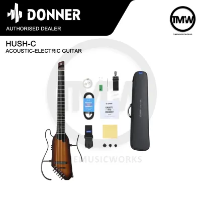 Donner HUSH-C Acoustic Electric Travel Guitar Silent Package Nylon Strings HUSH C [LIMITED STOCK]