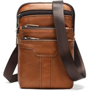 EDERN Genuine Leather Shoulder Bag for Men Retro Fashion Cowhide Crossbody Bag Multifunctional Waist Bag Phone Pouch Mens Sling Bag