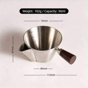 MLADEN Espresso Measuring Cup with Wood Handle Stainless Steel Coffee Shot Coffee Pouring Cup Kitchen Measuring Accessories