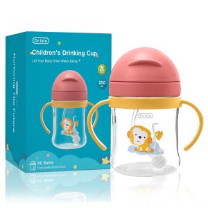 Dr.Isla Feeding Bottle For Baby With Straw Cute Cartoon Character Water Cup 250ml BY02