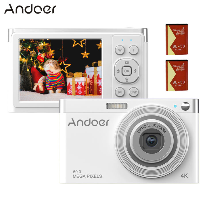 Andoer Portable 4K Digital Camera Video Camcorder 50MP Inch IPS Screen  Auto Focus 16X Zoom(8X Optical 8X Digital) Anti-shake Face Detect