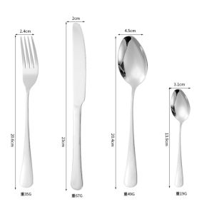 304 stainless steel tableware fork spoon knife knife spoon and fork set Dessert Spoon Knife and Spoon Knife and Fork Spoon Knife and Spoon Set 4-piece set of silver stainless steel tableware Thick Knife Setableware
