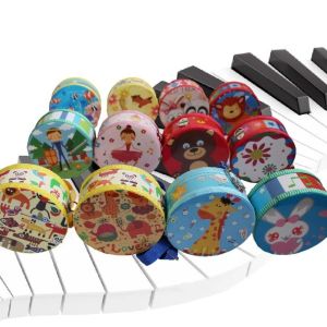 LCHGNA Wooden Childrens Drum Toy Double Sided Animal Pattern Kids Hand Drum Birthday Gift Drum Sticks Strap Musical Instrument Toy Toddler Kids