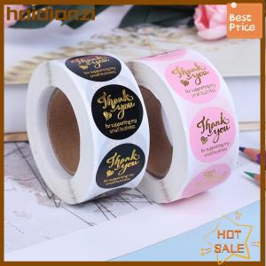 haidianzi 500pcs Thank you sticker wedding decor seal hot stamping pink black round label