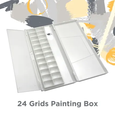 24 Grids Palette Box Folding Paint Tray/ Multifunctional Plastic Foldable Painting Box for Watercolor/Acrylic/Oil Paint