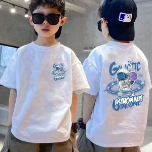 T-Shirt for Kids Boy Oversized Short Sleeve Shirt School Sports Top Large Childrens T-shirt Simple Breathable Fashion Cotton Round Neck Cartoon Print Top 7-16YRS