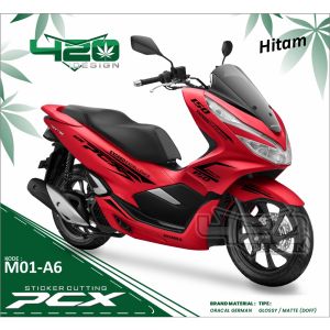 Cutting Stiker Honda PCX 150 - Stiker Lis Variasi Motor PCX 150 Body Merah - Striping Cutting Stiker PCX 150 2017 - PCXM - 420 Design