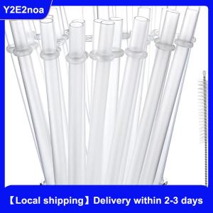【Local shipping】 10 Pcs White Glitter Plastic Straw 9 Inches Long Reusable Hard Drinking Straws For Tumbler Mug Cup Bottle