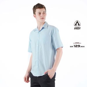 Aerostreet Kemeja Oxford Pendek Catra Light Blue QFB3A