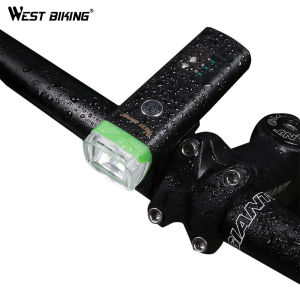 WEST BIKING Cycling 2 In 1 Bicycle Light With Horn Sensor Auto Bike Front Light LED Flashlight USB Rechargeable Bike Accessories MTB Road Bike Cycling Headlight 120DB Electric Horn