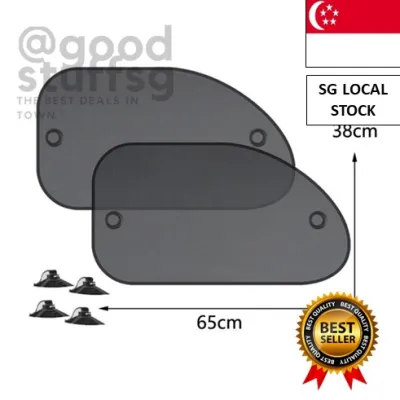 [SG FREE ] 2Pcs Car Black Window Sunshade Net / Window Front and Rear Side Curtain Cover Automatic Sunshade with Su