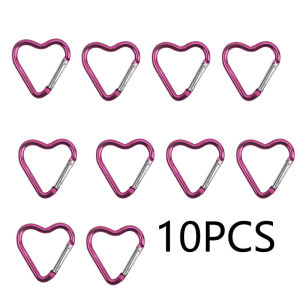 10PCS Carabiner Keychain Clip Heart-shaped Aluminum Small Carabiners Tactical Clips Outdoor Tools Water Bottle Keyring HWXGJ042026