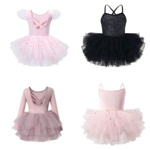 MISSUP Fluffy Girl Ballet TuTu Dress Sequin Cross Strap Ballet Performance Clothes Professional Soft Kids Ballet Skirts Gymnastic