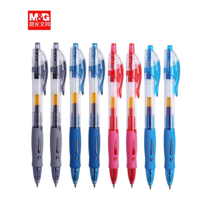 12pcs M&G Gel Pen Signature Pen Retractable Cute Gel Pen  Black/Red/Blue Ink Refill Kawaii Large Capacity Ballpoint Pen Replaceable  Refill