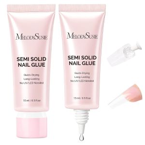 MelodySusie 6Pcs Super Strong Nail Glue Semi Solid Glue Press On Nails 5ml Quick Drying No UV Lamp Needed Long Lasting Nail Glues DIY Home Salon Mani Portable Packaging