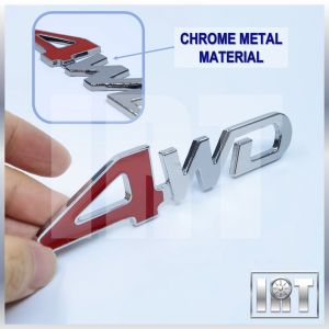 Metal Chrome 4WD Emblem Logo Toyota Car 3D Silver Chrome Plastic Badge 4x4 Off Road Sticker Hilux Kereta