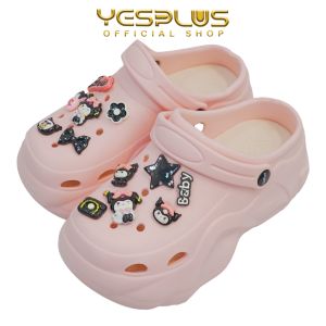 Sandal Baim Flip Flop Motif Jibbits Cartoon Kuromi Black Tinggi 8CM EVA Rubber Premium 9188-2