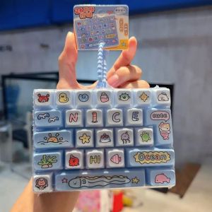 Candy Color Keycap Keychain Cute Cartoon 26-key Aecompression Keyboard Toy Keyrings Fidgets Keycap Clicker Bag Pendant 키캡