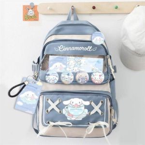 Cute School Backpack 2025 Sanrio Student Kuromi Children Backpack Gifts Kawaii Send Badge Keychains