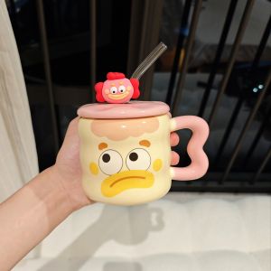 quà tặng Ly sứ uống nước hình loopy 400ml quà tặng cho bạn Tặng kèm thìa kèm ống hút thủy tinh - XCB