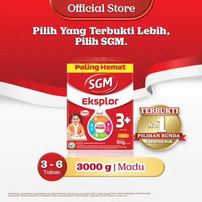SGM Eksplor 3+ dengan IronC Susu Pertumbuhan Rasa Madu 3000gr - Untuk Usia 3-5 Tahun