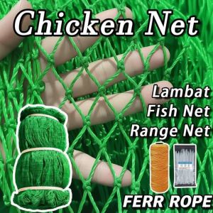Chicken Net50M/100M Multi-Use- Durable Nylon Lambat for Garden Fencing Fishing Poultry Farming (UV Protected) chicken  wire  plastic trellis