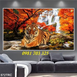 Gạch tranh hổ đẹp trang trí 3d sang trọng