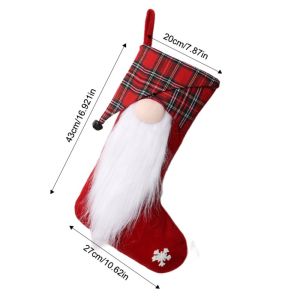 MAOMEI HOUSE Dung lượng lớn Tất Giáng Sinh Ông già Noel Nai sừng tấm Túi treo Giáng sinh Trang trí Giáng sinh Đồ chơi nhồi bông Đồ trang trí treo cây thông Noel Đạo cụ chụp ảnh
