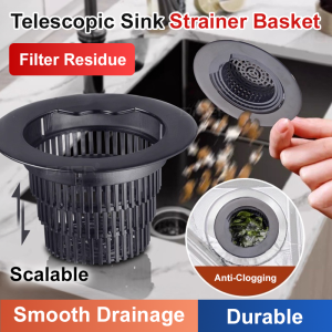Large Drainage Anti-Blocking Telescopic Sink Filter Basket Anti-Clogging Mesh Drain Stoppers Anti-Blocking Cleaning Accessories