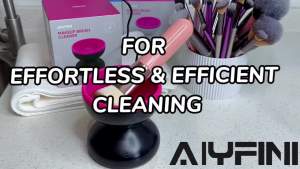 Máy làm sạch cọ trang điểm điện Alyfini ma sát mạnh mẽ loại bỏ cặn bám trên bộ cọ trang điểm/bọt biển/bông phấn làm sạch hiệu quả máy giặt quay di động tiết kiệm chất tẩy rửa & dầu gội