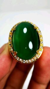 Batu Cincin Natural Green Crysopase chalcedony Hijau Ohend Garut Air luber super clean hight Quality