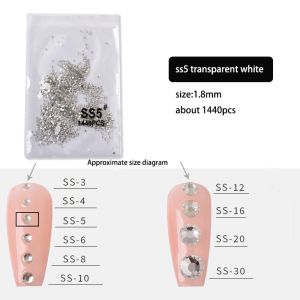 1440pcs Nail Art Rhinestone Flatback Nail Transparent Rhinestones 3D Crystal Nail Art Accessories