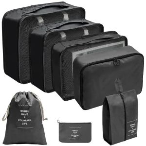 ✨SG STOCK✨ 7PCS Travel Packing Cubes Set Compression Luggage Organizer Bags Clothes Shoes Storage Lightweight Suitcase Organizer