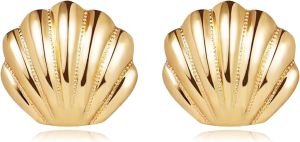 SmileBelle Gold Shell and Starfish Stud Earrings for Women Summer Earrings