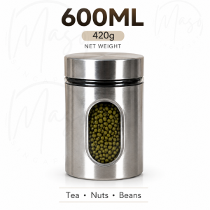 Airtight Food Storage Container - Large Stainless Steel Glass interior Storage & Organization Set for Coffee Flour Pasta Rice Spices Herbs