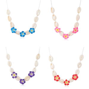 Versatile Soft Clay Floral Shell Pendant Necklace Matching Formal Casual Attire Elegant