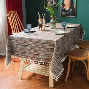 Tablecloth Table Cover Cotton Linen Fringe Tablecloth Bohemian Picnic Tablecloth 【Manila】