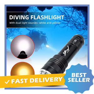 Senter LED Diving Waterproof 2 Warna Lampu Warm dan Cool White Chip T6 1200 Lumens Baterai 18650 (No Include) Genwiss - 7RFL3IBK